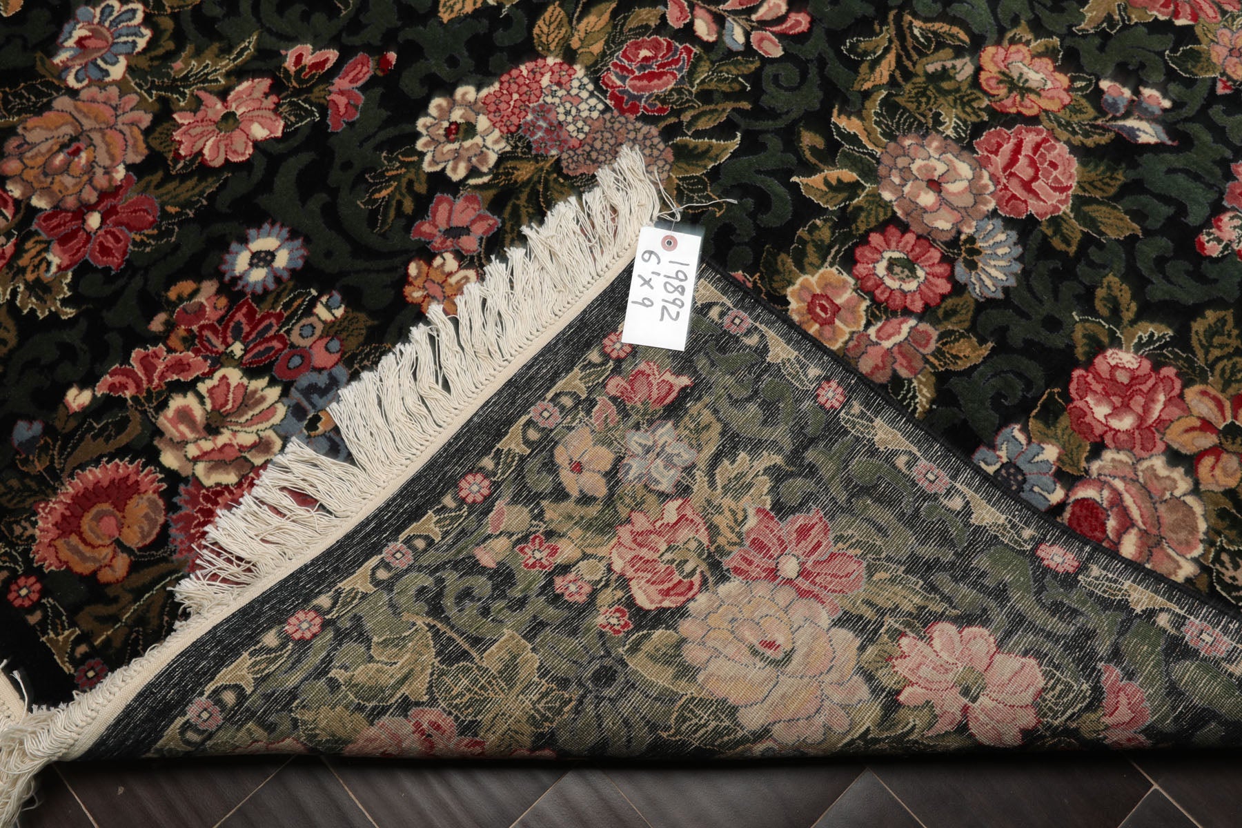 6x9 Black, Green, Ivory Color Hand Knotted Aubusson Savonnerie Wool Traditional Oriental Rug