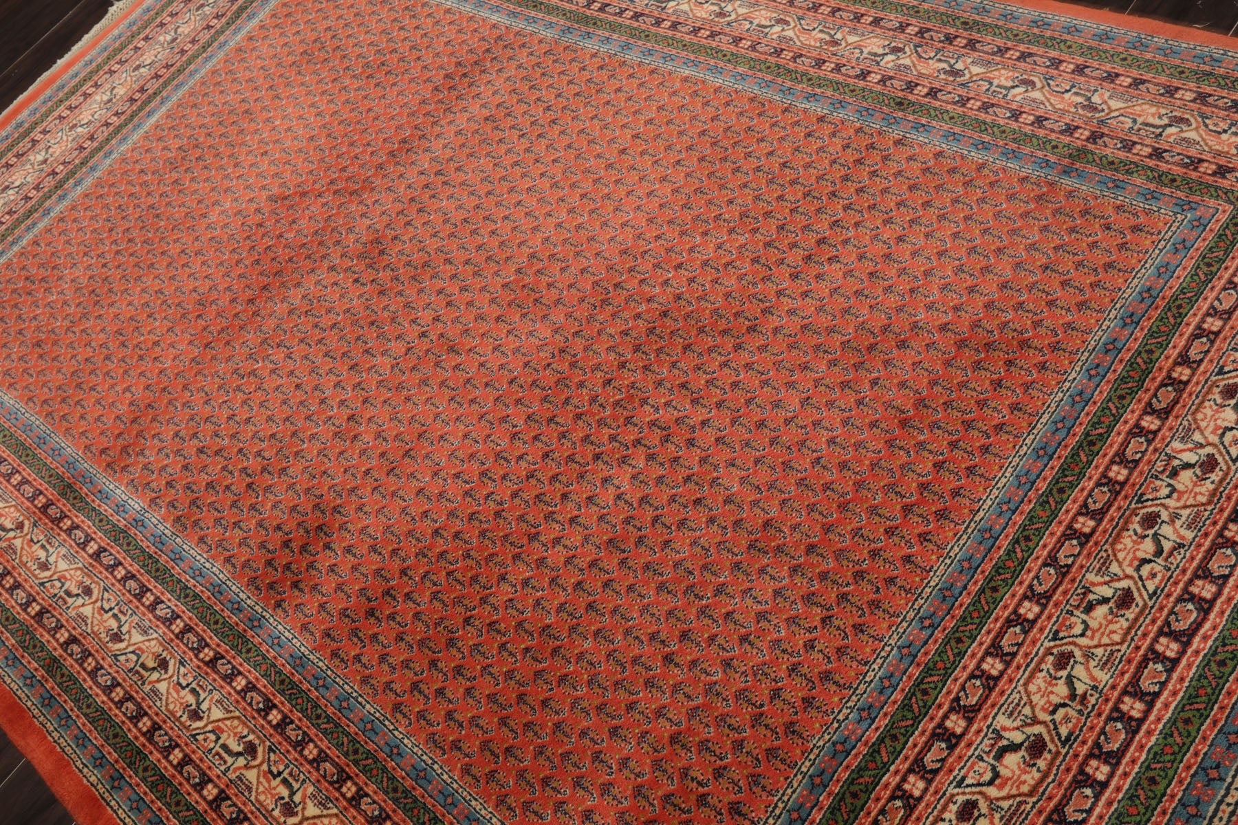 6x9 Orange, Turquoise, Green Color Hand Knotted Serabund New Zealand Wool Traditional Oriental Rug