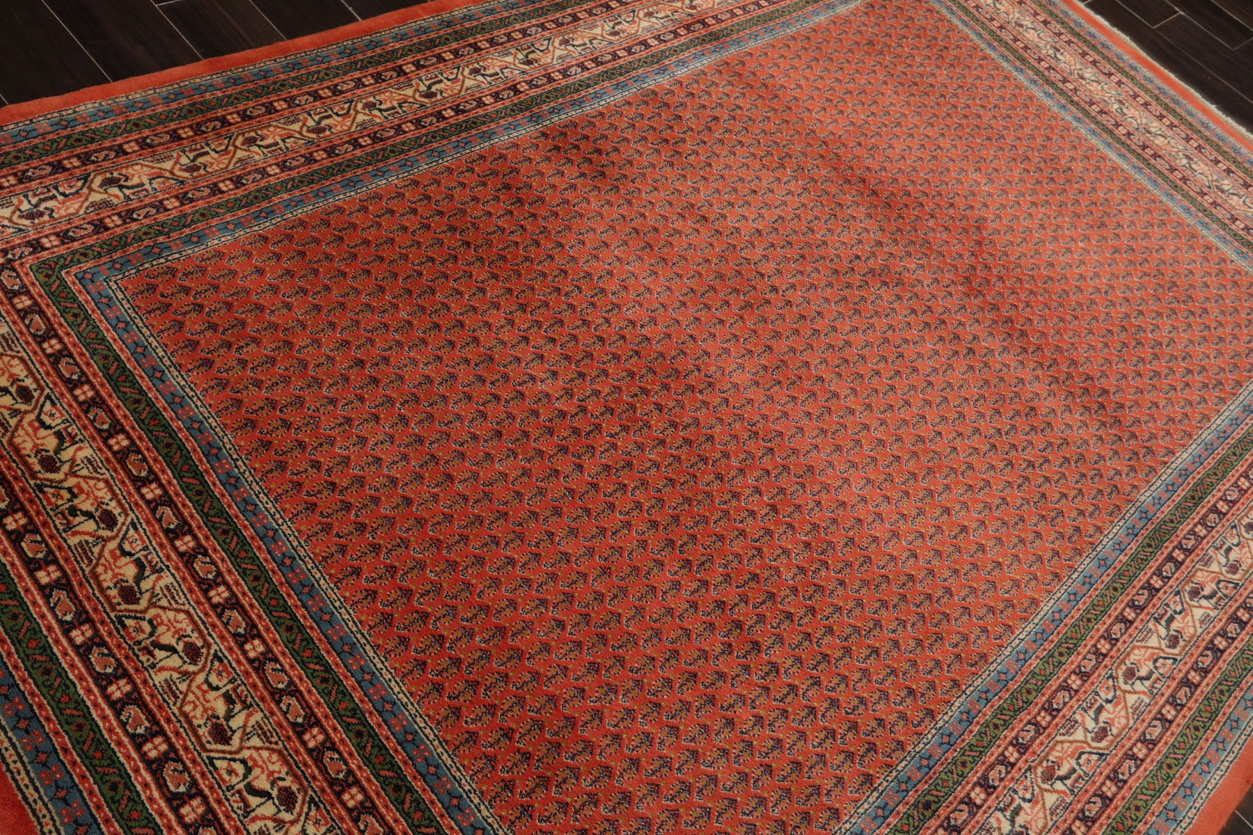 6x9 Orange, Turquoise, Green Color Hand Knotted Serabund New Zealand Wool Traditional Oriental Rug