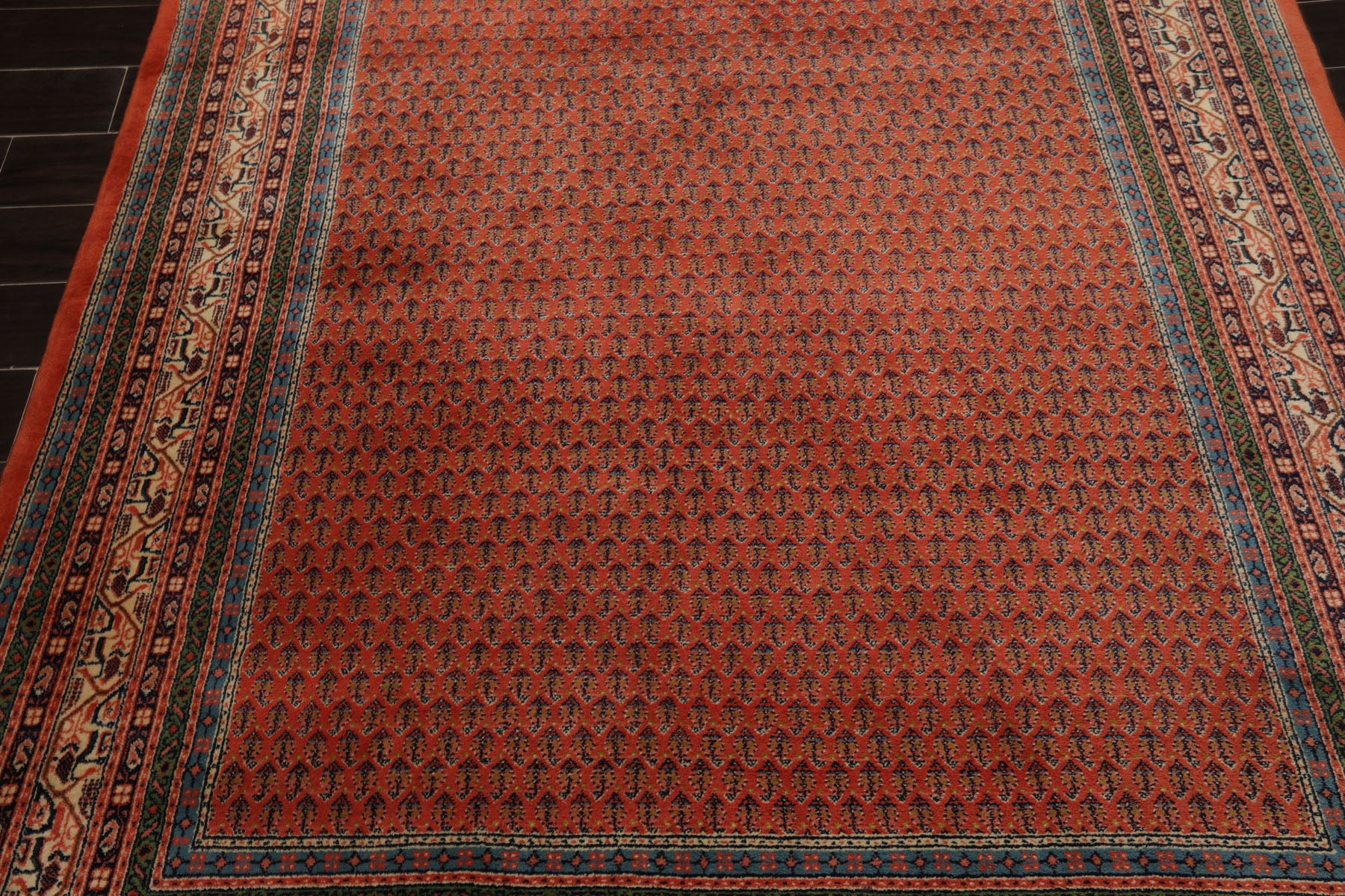 6x9 Orange, Turquoise, Green Color Hand Knotted Serabund New Zealand Wool Traditional Oriental Rug