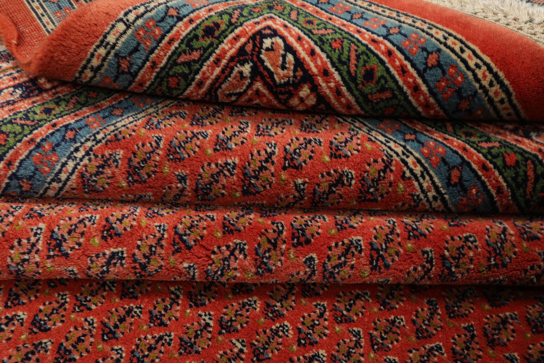 6x9 Orange, Turquoise, Green Color Hand Knotted Serabund New Zealand Wool Traditional Oriental Rug