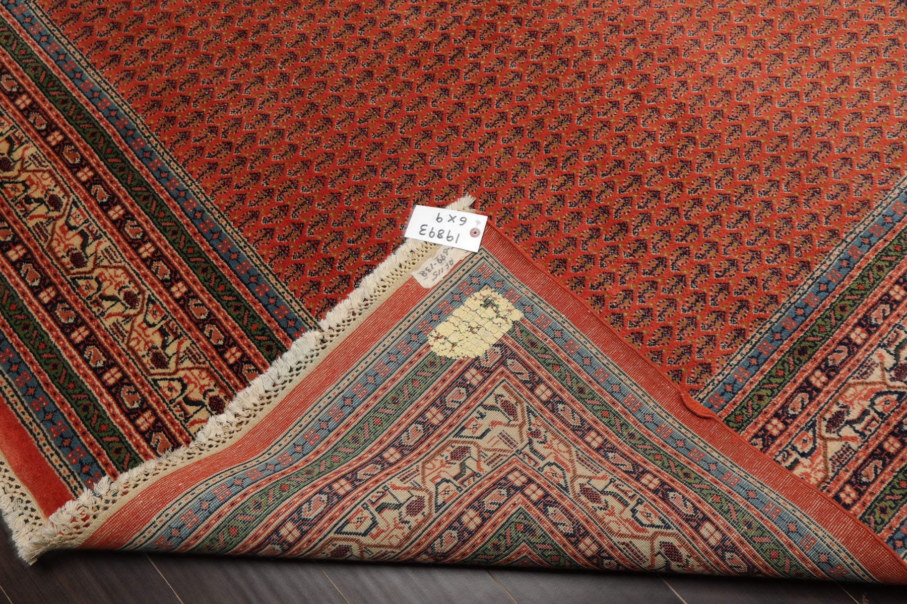 6x9 Orange, Turquoise, Green Color Hand Knotted Serabund New Zealand Wool Traditional Oriental Rug