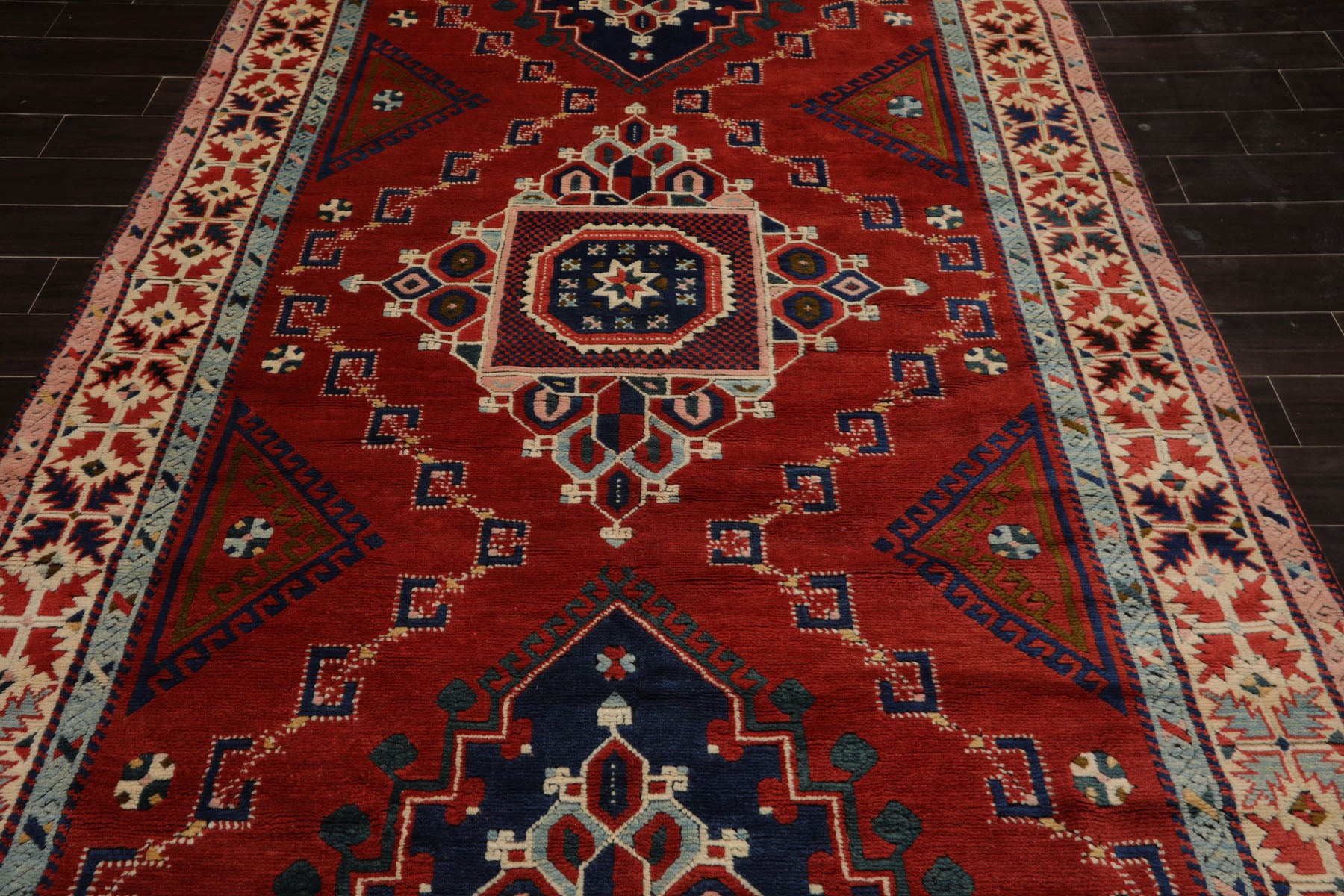 6x10 Rust, Ivory, Blue Color Hand Knotted Oushak Wool Arts & Crafts Oriental Rug