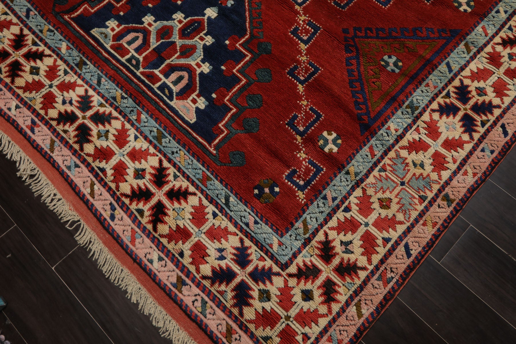 6x10 Rust, Ivory, Blue Color Hand Knotted Oushak Wool Arts & Crafts Oriental Rug