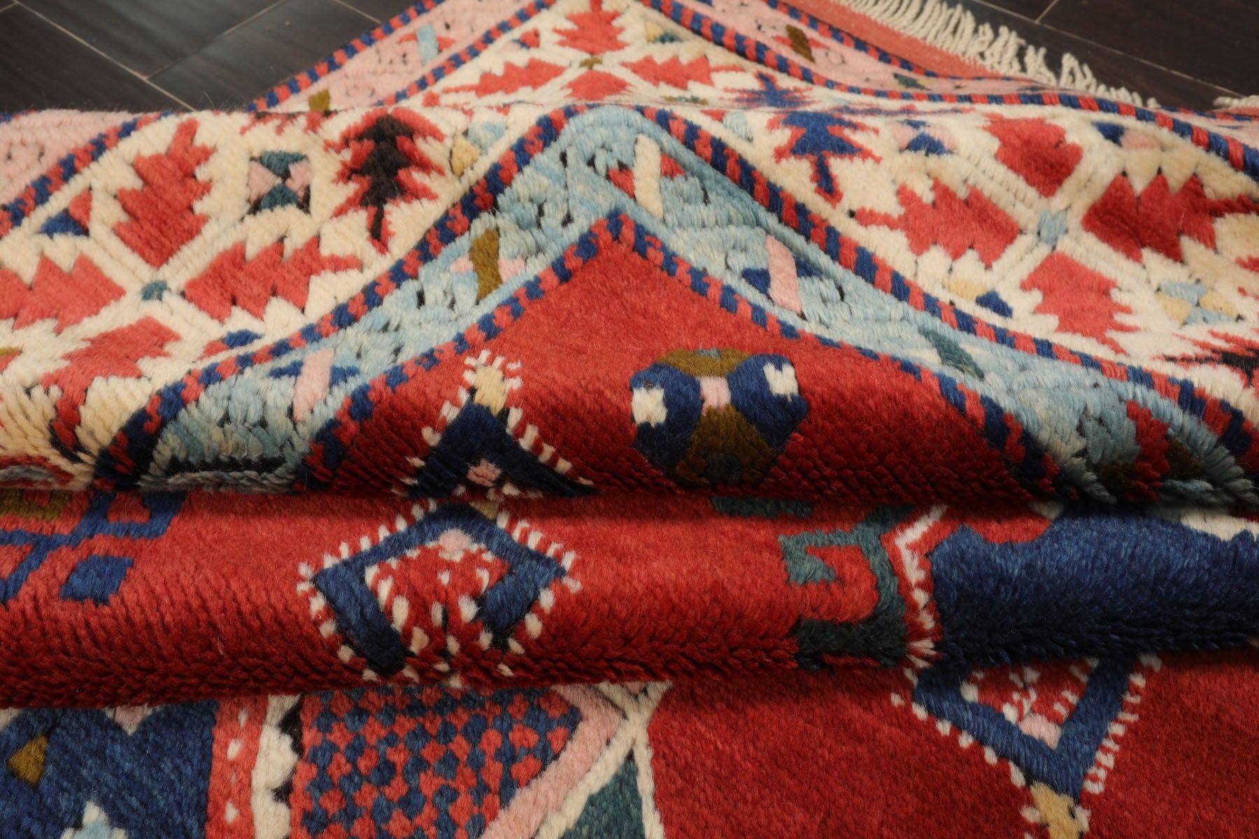 6x10 Rust, Ivory, Blue Color Hand Knotted Oushak Wool Arts & Crafts Oriental Rug