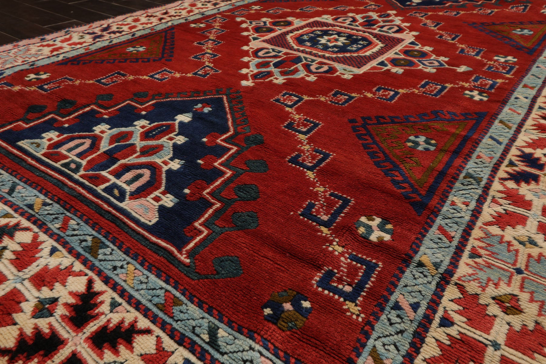 6x10 Rust, Ivory, Blue Color Hand Knotted Oushak Wool Arts & Crafts Oriental Rug