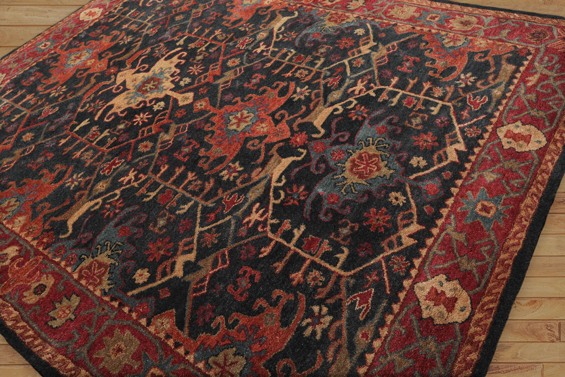Multi Size Dark Blue Wine Burnt Orange Color Hand Tufted All-Over 100% Wool Arts & Crafts Oriental Rug