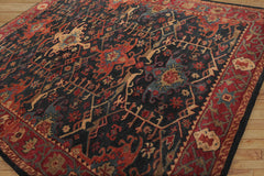 Multi Size Dark Blue Wine Burnt Orange Color Hand Tufted All-Over 100% Wool Arts & Crafts Oriental Rug