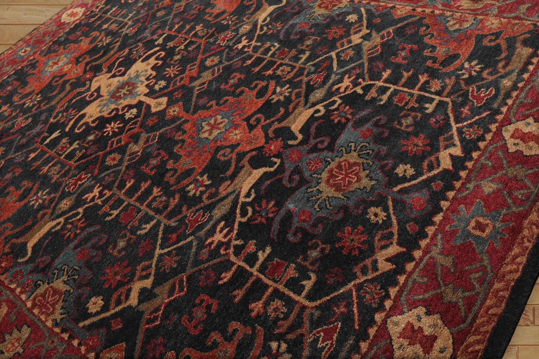 Multi Size Dark Blue Wine Burnt Orange Color Hand Tufted All-Over 100% Wool Arts & Crafts Oriental Rug