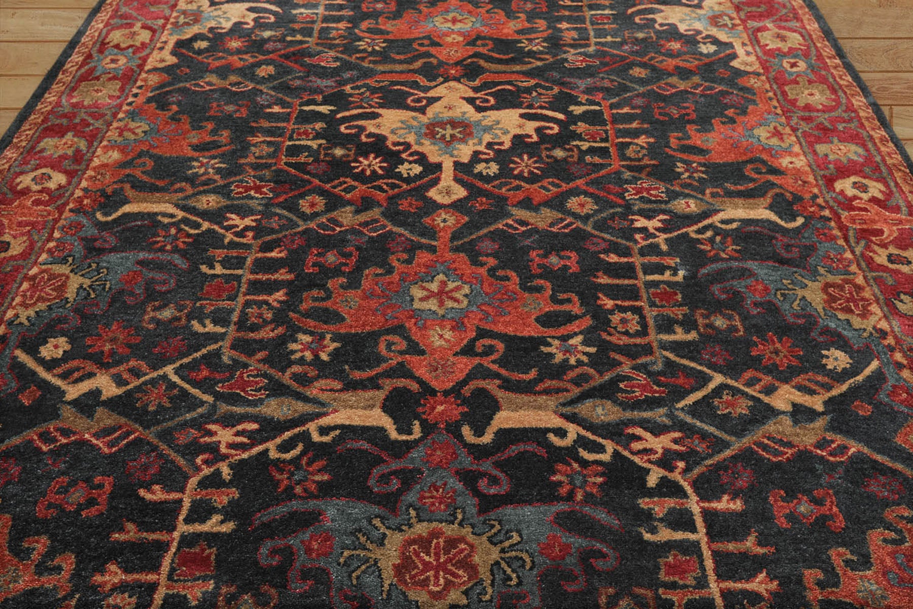 Multi Size Dark Blue Wine Burnt Orange Color Hand Tufted All-Over 100% Wool Arts & Crafts Oriental Rug