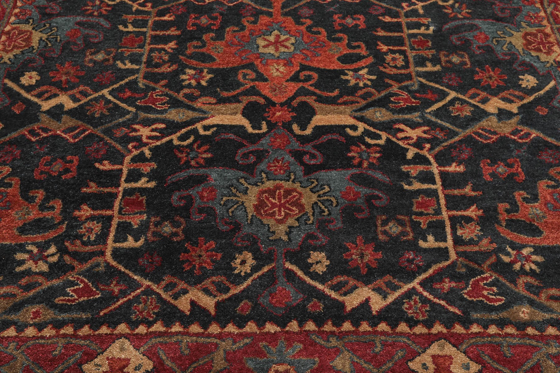 Multi Size Dark Blue Wine Burnt Orange Color Hand Tufted All-Over 100% Wool Arts & Crafts Oriental Rug