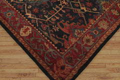 Multi Size Dark Blue Wine Burnt Orange Color Hand Tufted All-Over 100% Wool Arts & Crafts Oriental Rug