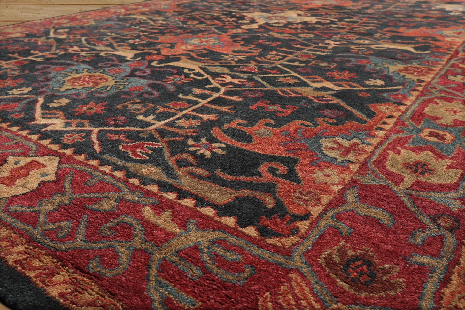Multi Size Dark Blue Wine Burnt Orange Color Hand Tufted All-Over 100% Wool Arts & Crafts Oriental Rug
