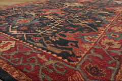 Multi Size Dark Blue Wine Burnt Orange Color Hand Tufted All-Over 100% Wool Arts & Crafts Oriental Rug