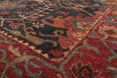 Multi Size Dark Blue Wine Burnt Orange Color Hand Tufted All-Over 100% Wool Arts & Crafts Oriental Rug