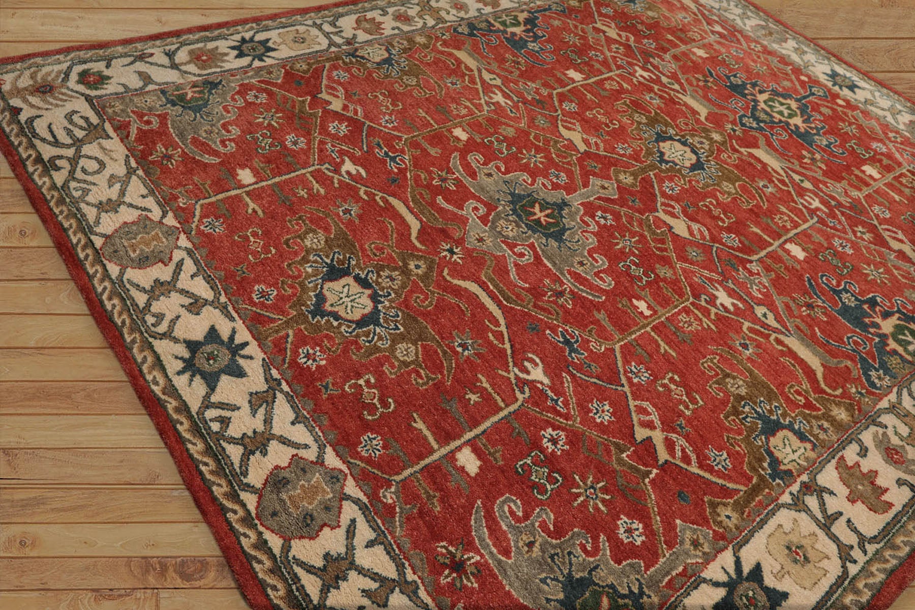 Multi Size Muted Coral Ivory Gray Color Hand Tufted All-Over 100% Wool Arts & Crafts Oriental Rug