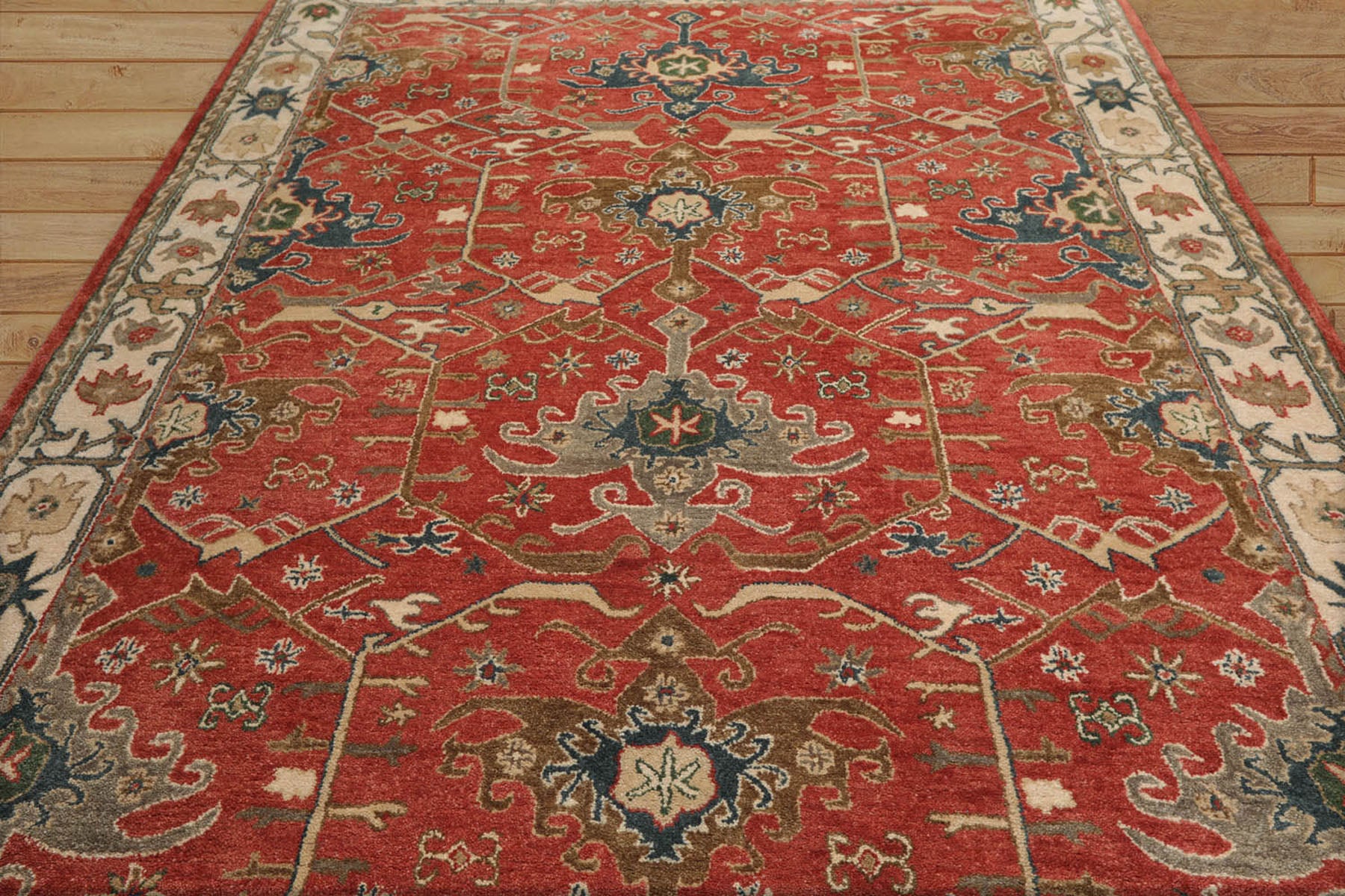 Multi Size Muted Coral Ivory Gray Color Hand Tufted All-Over 100% Wool Arts & Crafts Oriental Rug