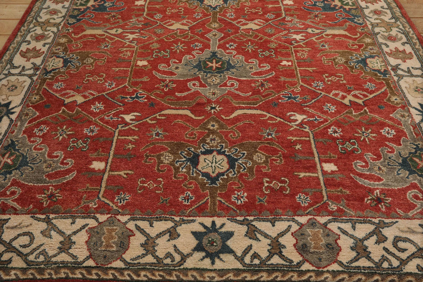 Multi Size Muted Coral Ivory Gray Color Hand Tufted All-Over 100% Wool Arts & Crafts Oriental Rug