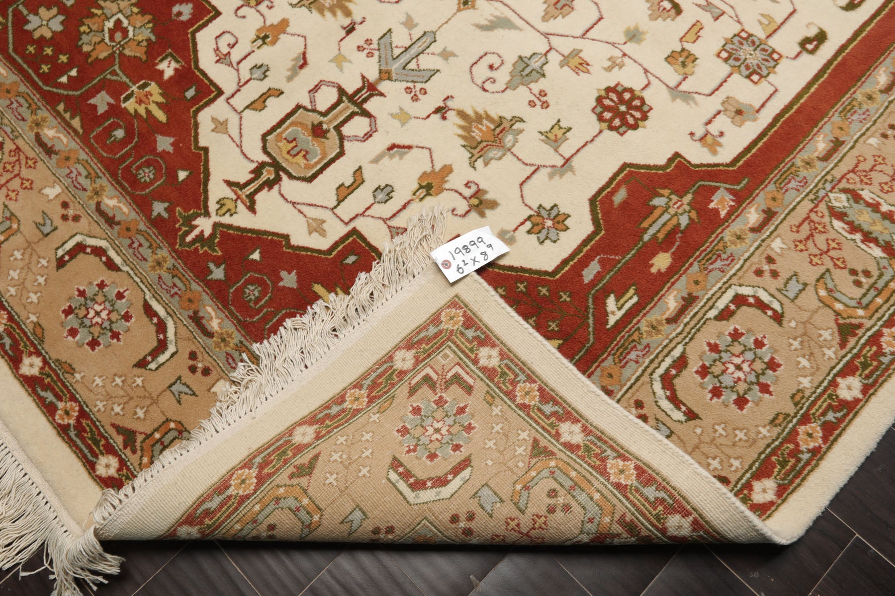 6x8 Ivory, Burnt Orange, Tan Color Hand Knotted Heriz Wool Traditional Oriental Rug
