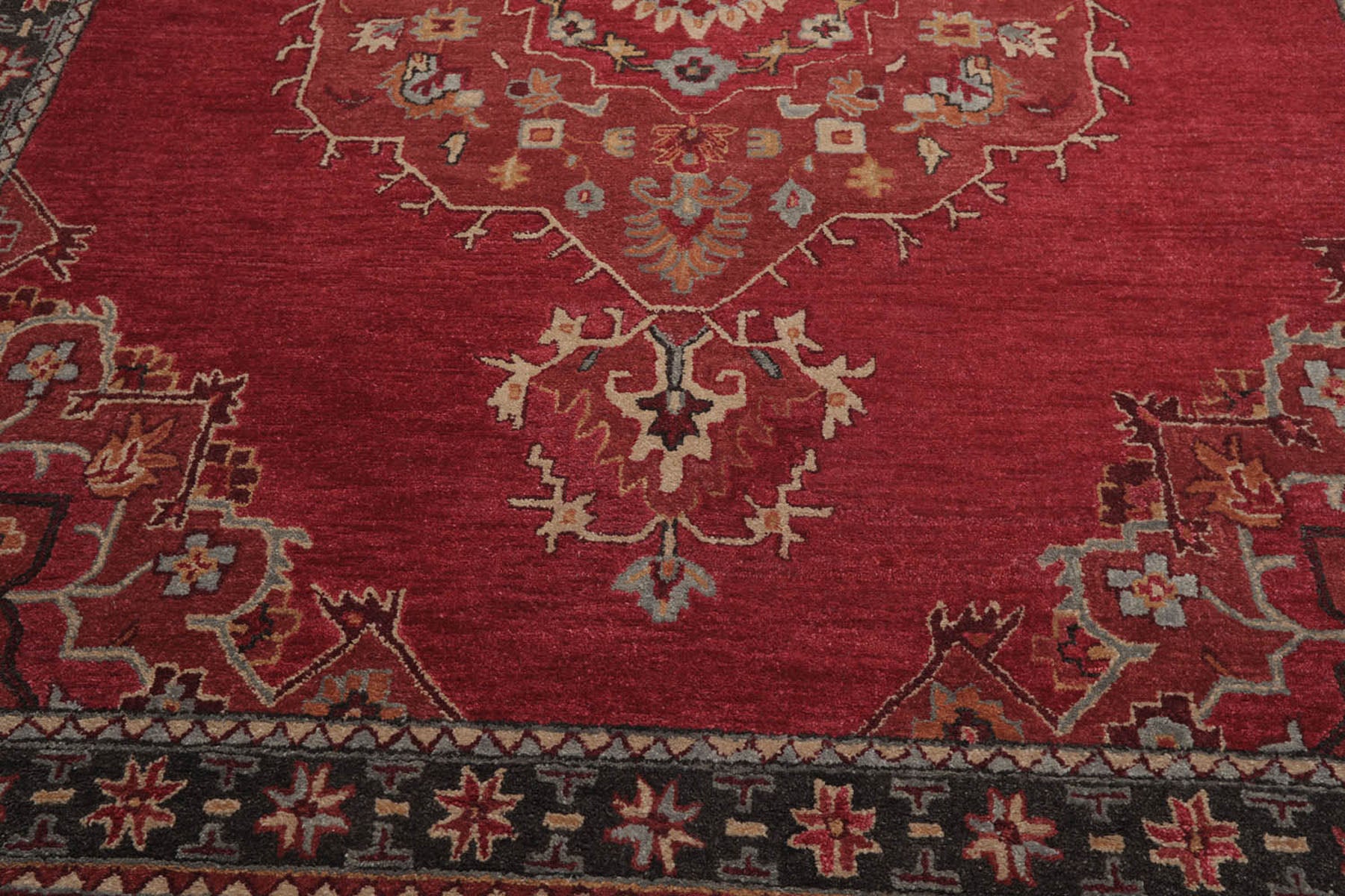 Multi Size Pomegranate Dark Gray Beige Color Hand Tufted All-Over 100% Wool Transitional Oriental Rug