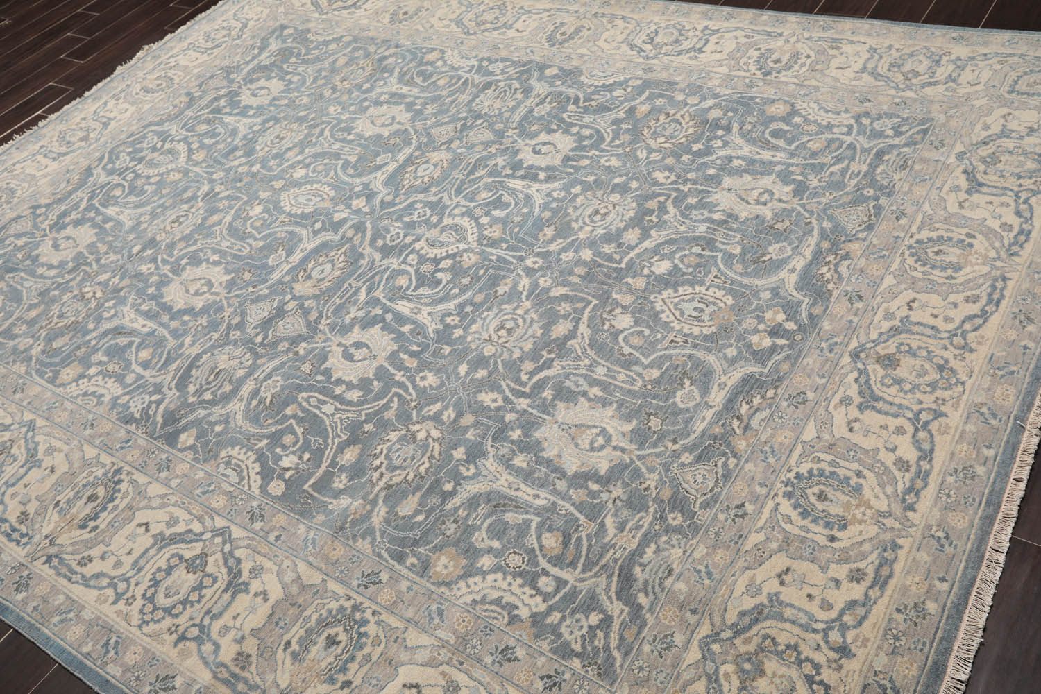 8x10 Slate, Beige, Gray Color Hand Knotted All-Over 100% Wool Traditional Oriental Rug