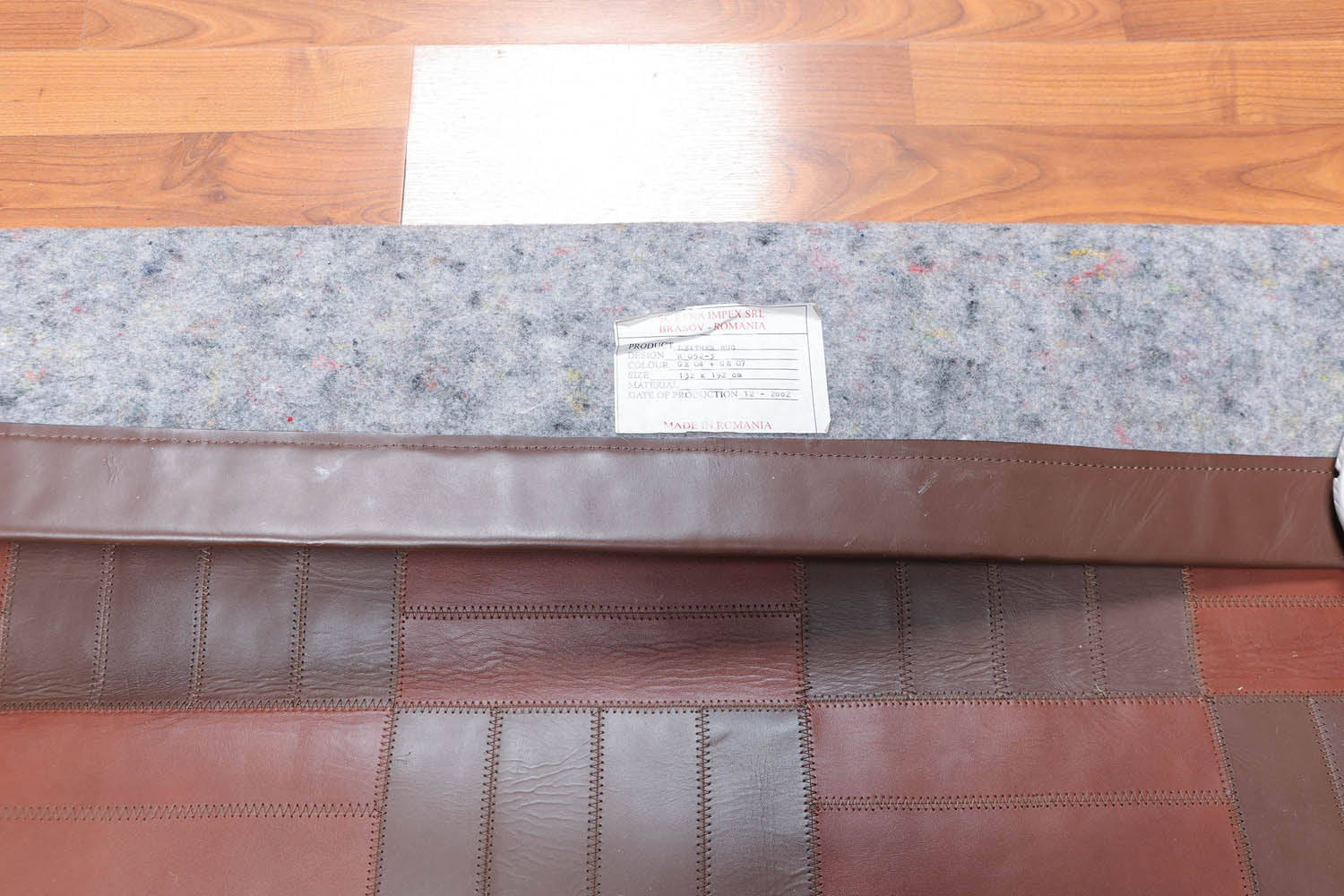 4x6 Brown, , Color Hand Woven Checked 100% Leather Traditional Oriental Rug