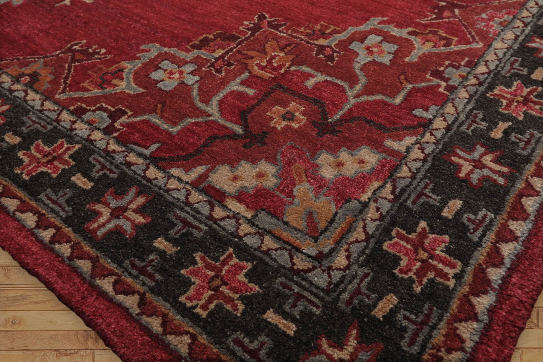 Multi Size Pomegranate Dark Gray Beige Color Hand Tufted All-Over 100% Wool Transitional Oriental Rug