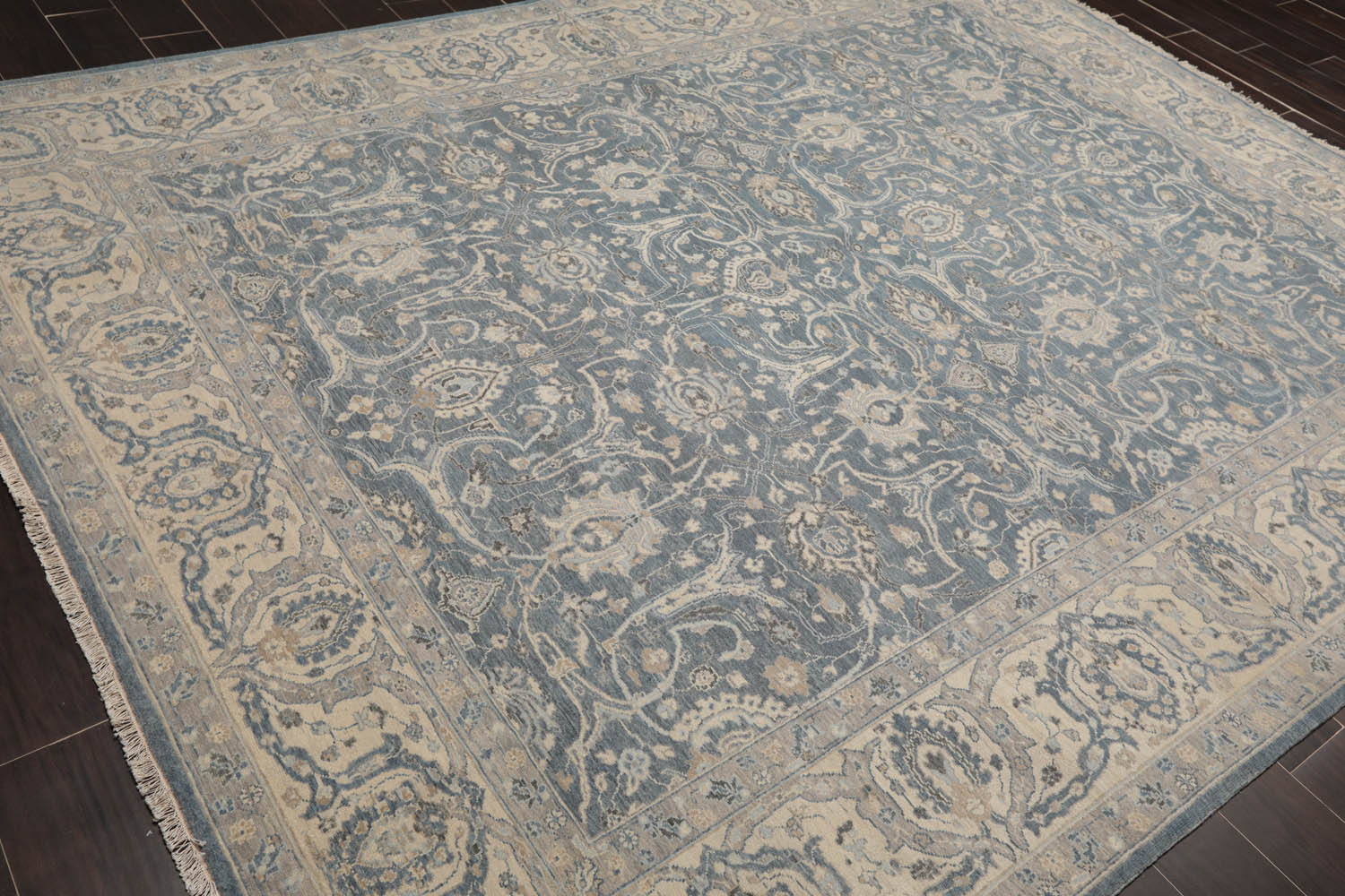 8x10 Slate, Beige, Gray Color Hand Knotted All-Over 100% Wool Traditional Oriental Rug