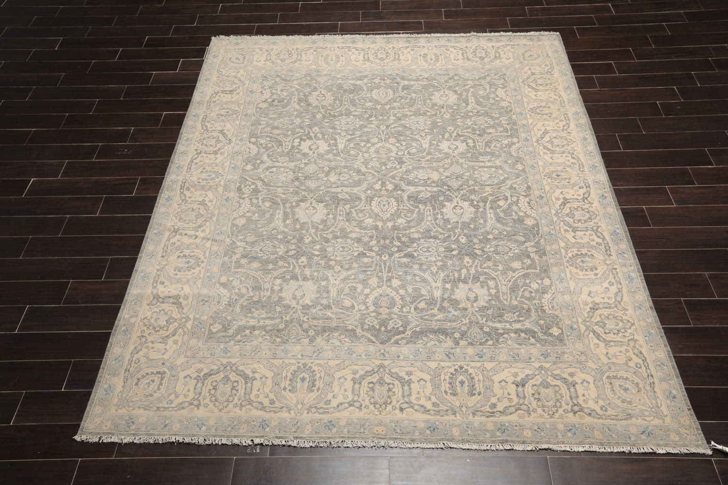 8x10 Gray, Beige, Slate Color Hand Knotted All-Over 100% Wool Traditional Oriental Rug