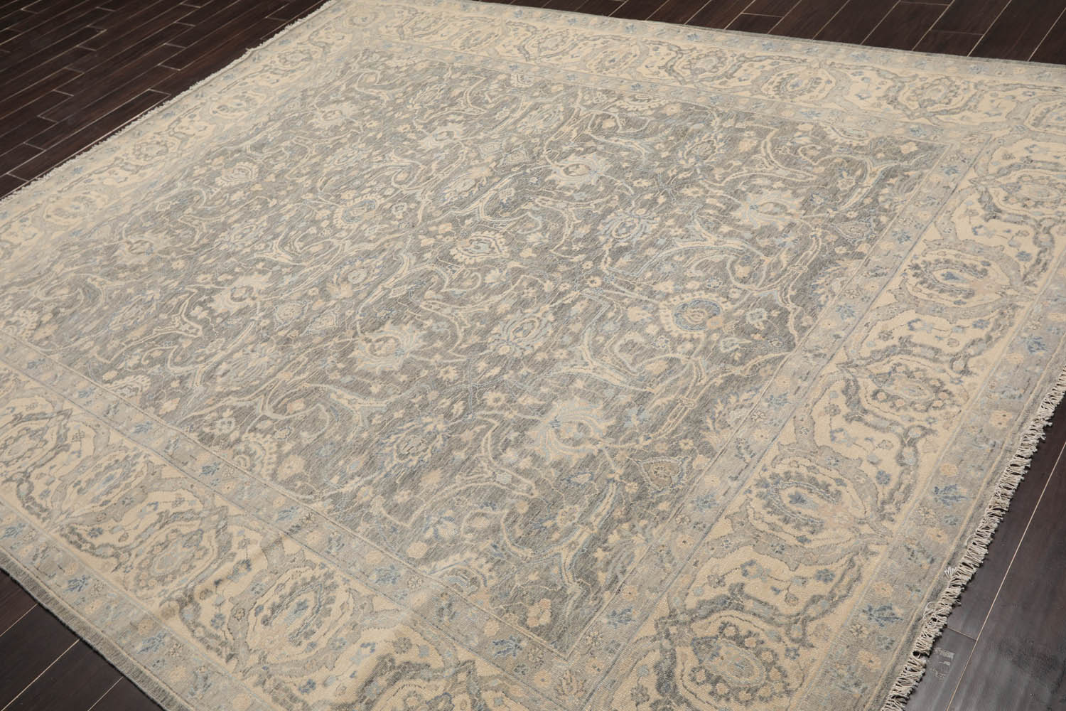 8x10 Gray, Beige, Slate Color Hand Knotted All-Over 100% Wool Traditional Oriental Rug