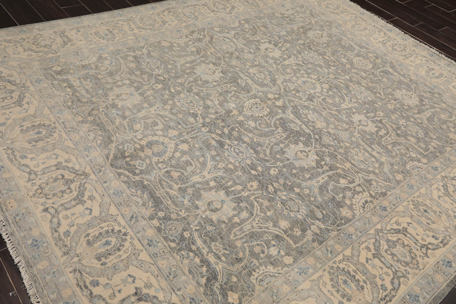 8x10 Gray, Beige, Slate Color Hand Knotted All-Over 100% Wool Traditional Oriental Rug
