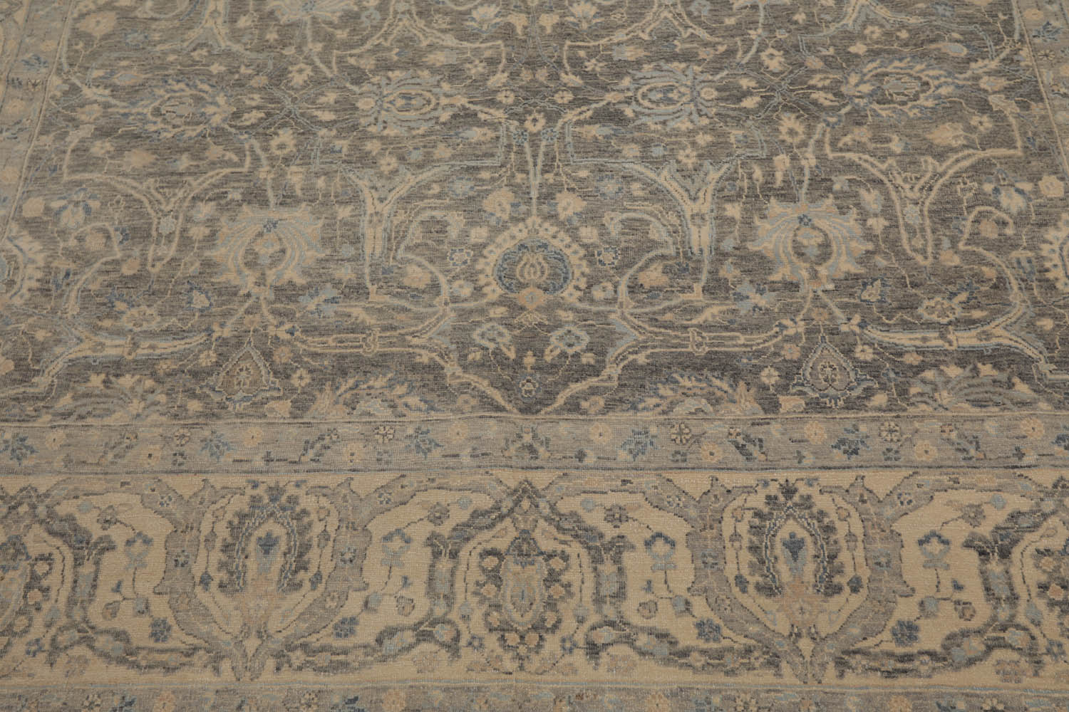 8x10 Gray, Beige, Slate Color Hand Knotted All-Over 100% Wool Traditional Oriental Rug