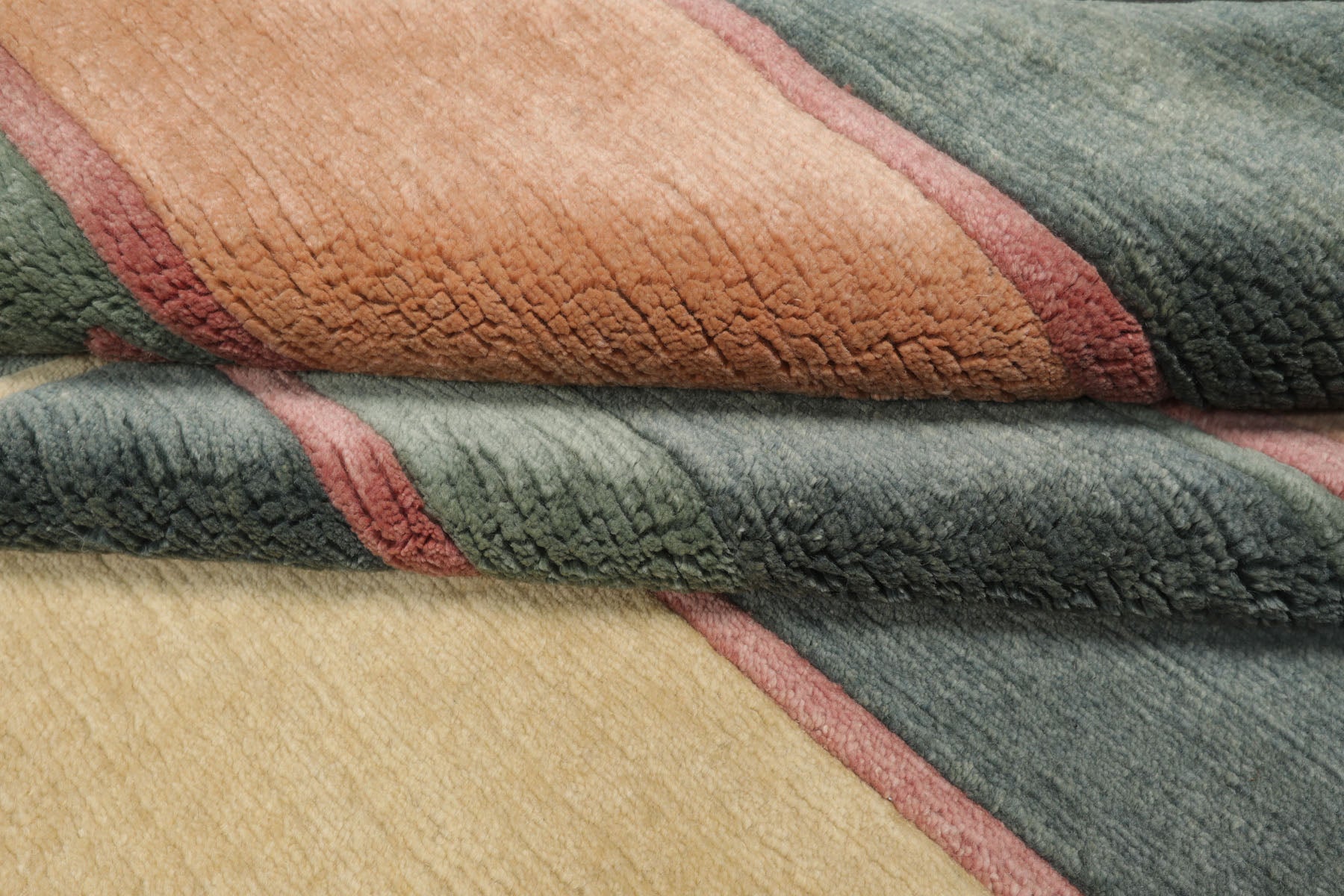 5x8 Teal, Rose, Peach Color Hand Knotted Tibetan New Zealand Wool Modern & Contemporary Oriental Rug