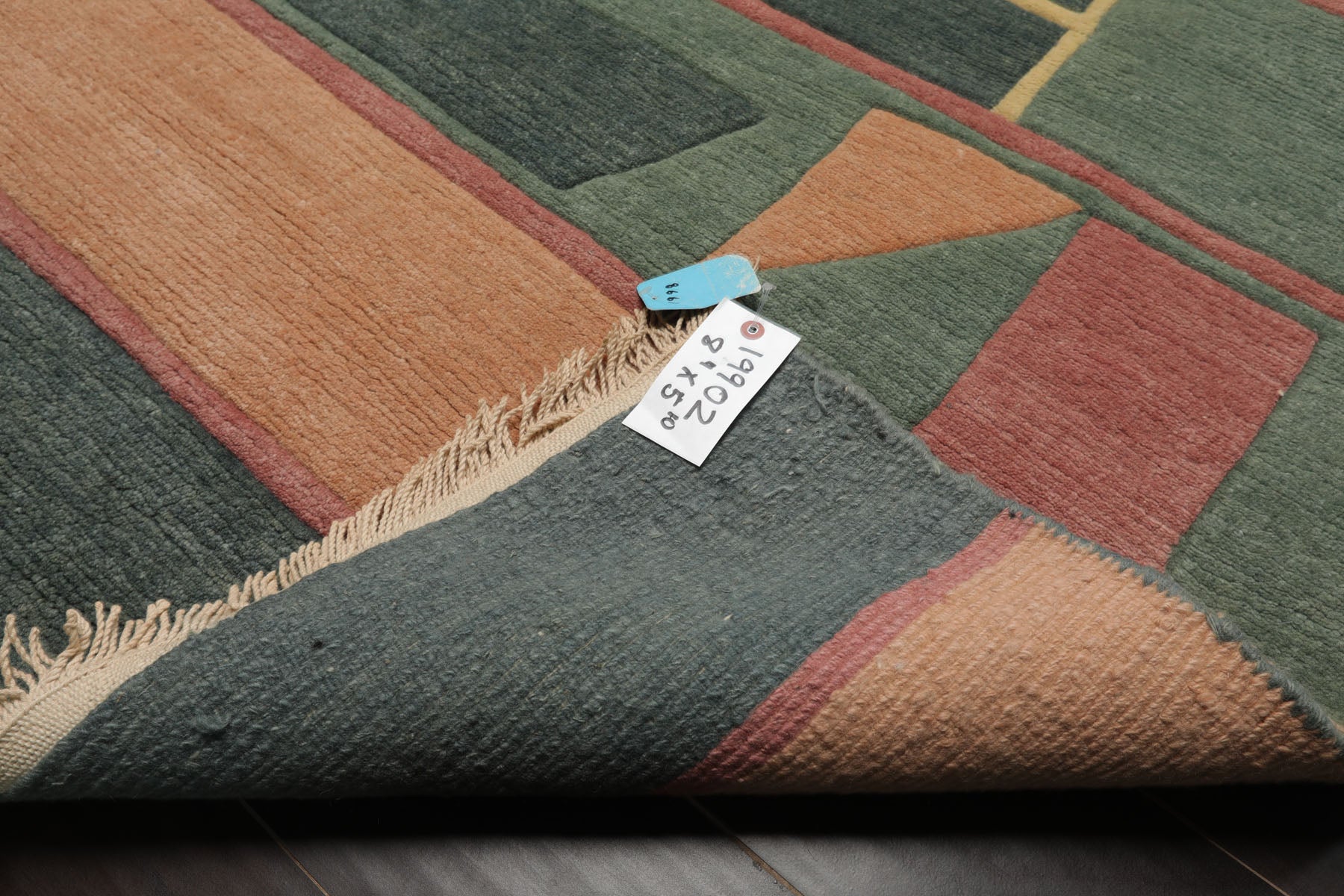5x8 Teal, Rose, Peach Color Hand Knotted Tibetan New Zealand Wool Modern & Contemporary Oriental Rug