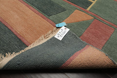 5x8 Teal, Rose, Peach Color Hand Knotted Tibetan New Zealand Wool Modern & Contemporary Oriental Rug