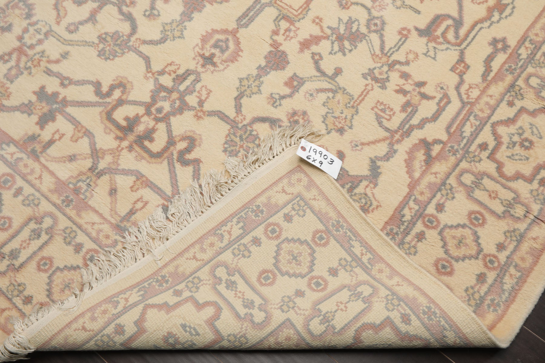 6x9 Ivory, Rose, Gray Color Hand Knotted Oushak New Zealand Wool Traditional Oriental Rug