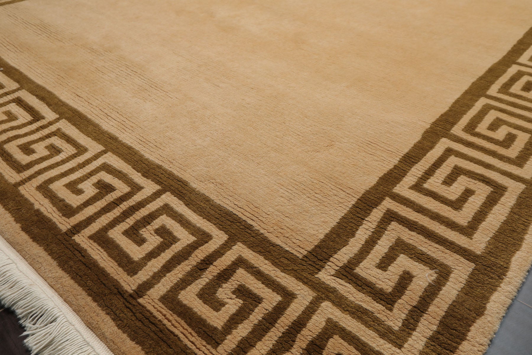 5x8 Warm Beige, Green, Color Hand Knotted Tibetan New Zealand Wool Modern & Contemporary Oriental Rug