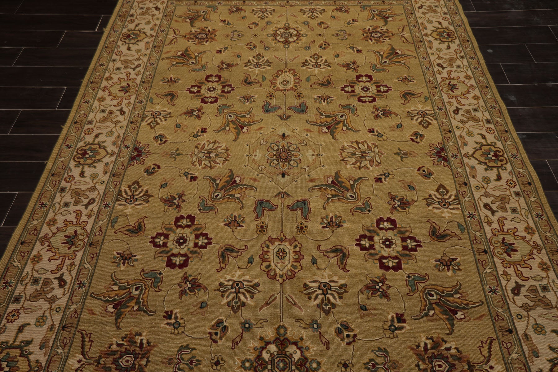 6x9 Khaki, Beige, Tan Color Hand Knotted Nourison Nourmak Wool Traditional Oriental Rug