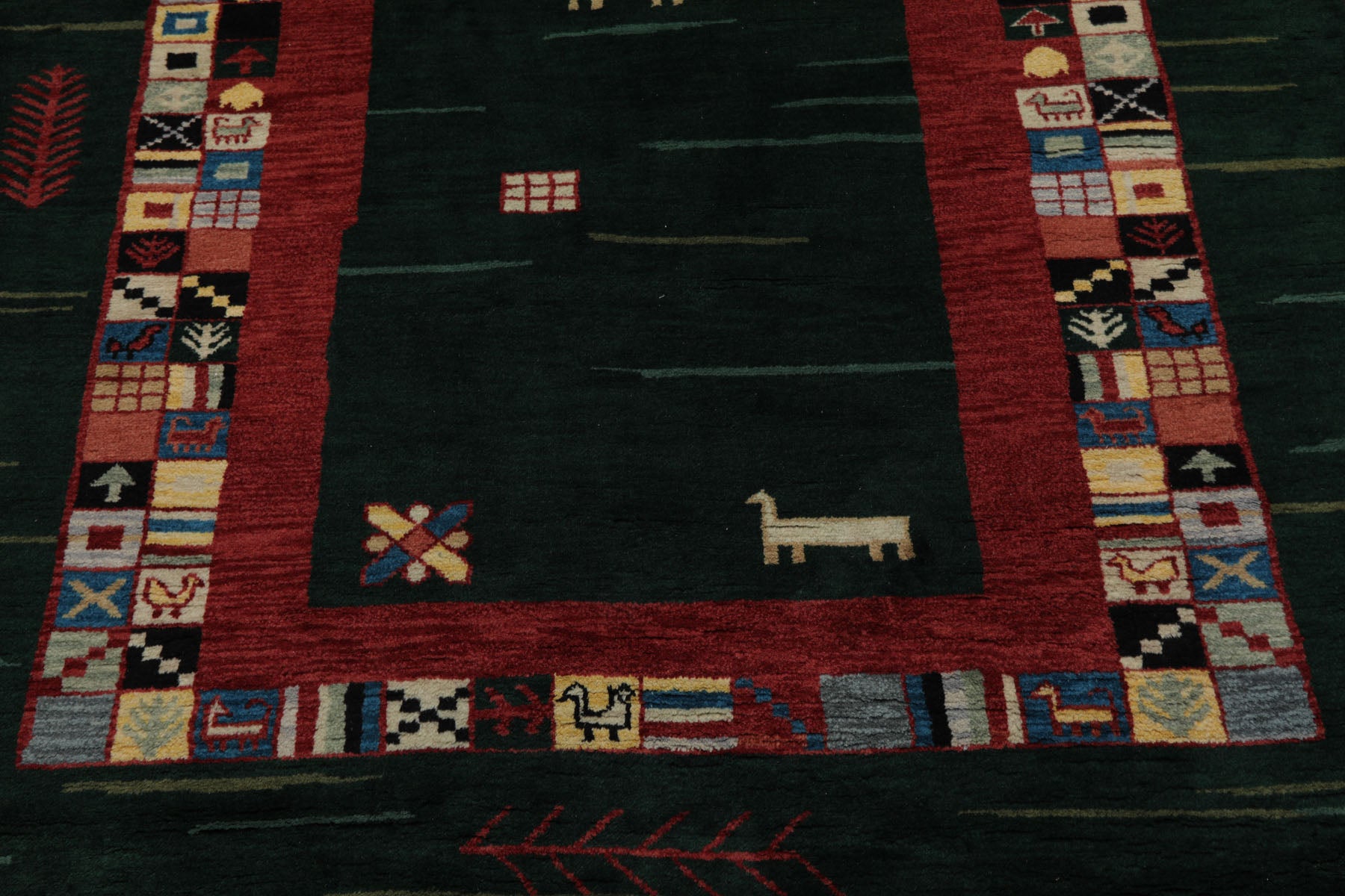 6x8 Green, Rust, Ivory Color Hand Knotted Gabbeh New Zealand Wool Tribal Oriental Rug