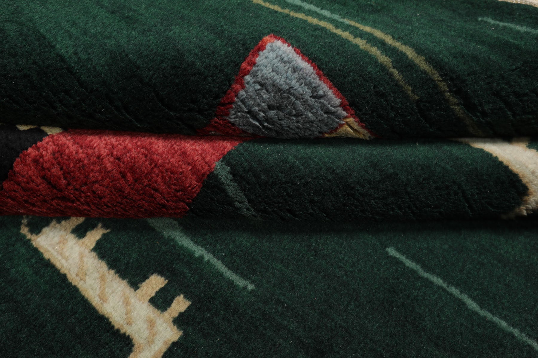 6x8 Green, Rust, Ivory Color Hand Knotted Gabbeh New Zealand Wool Tribal Oriental Rug