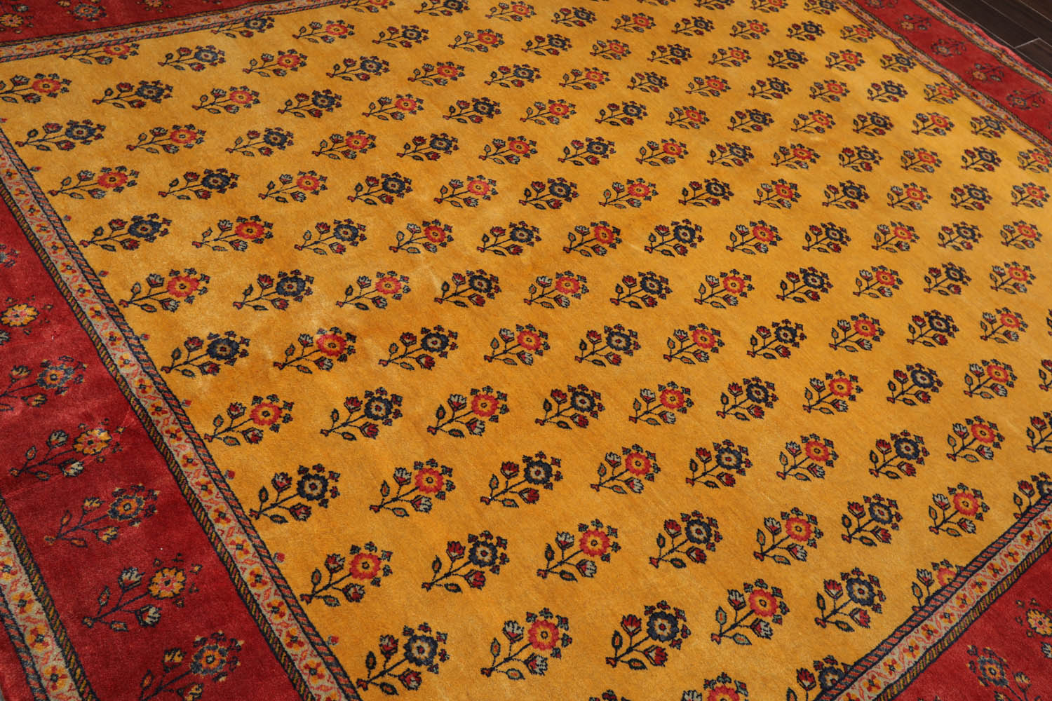 8x10 Gold, Rust, Blue Color Hand Knotted All-Over 100% Wool Traditional Oriental Rug