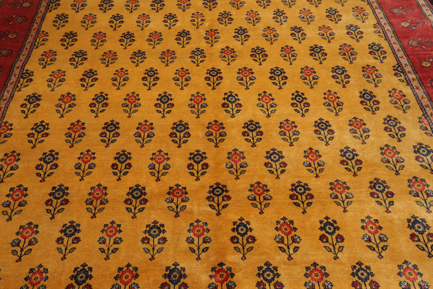 8x10 Gold, Rust, Blue Color Hand Knotted All-Over 100% Wool Traditional Oriental Rug