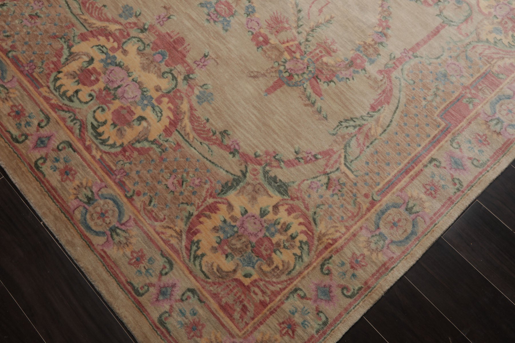 6x9 Beige, Rose, Pink Color Hand Knotted Aubusson Savonnerie New Zealand Wool Traditional Oriental Rug