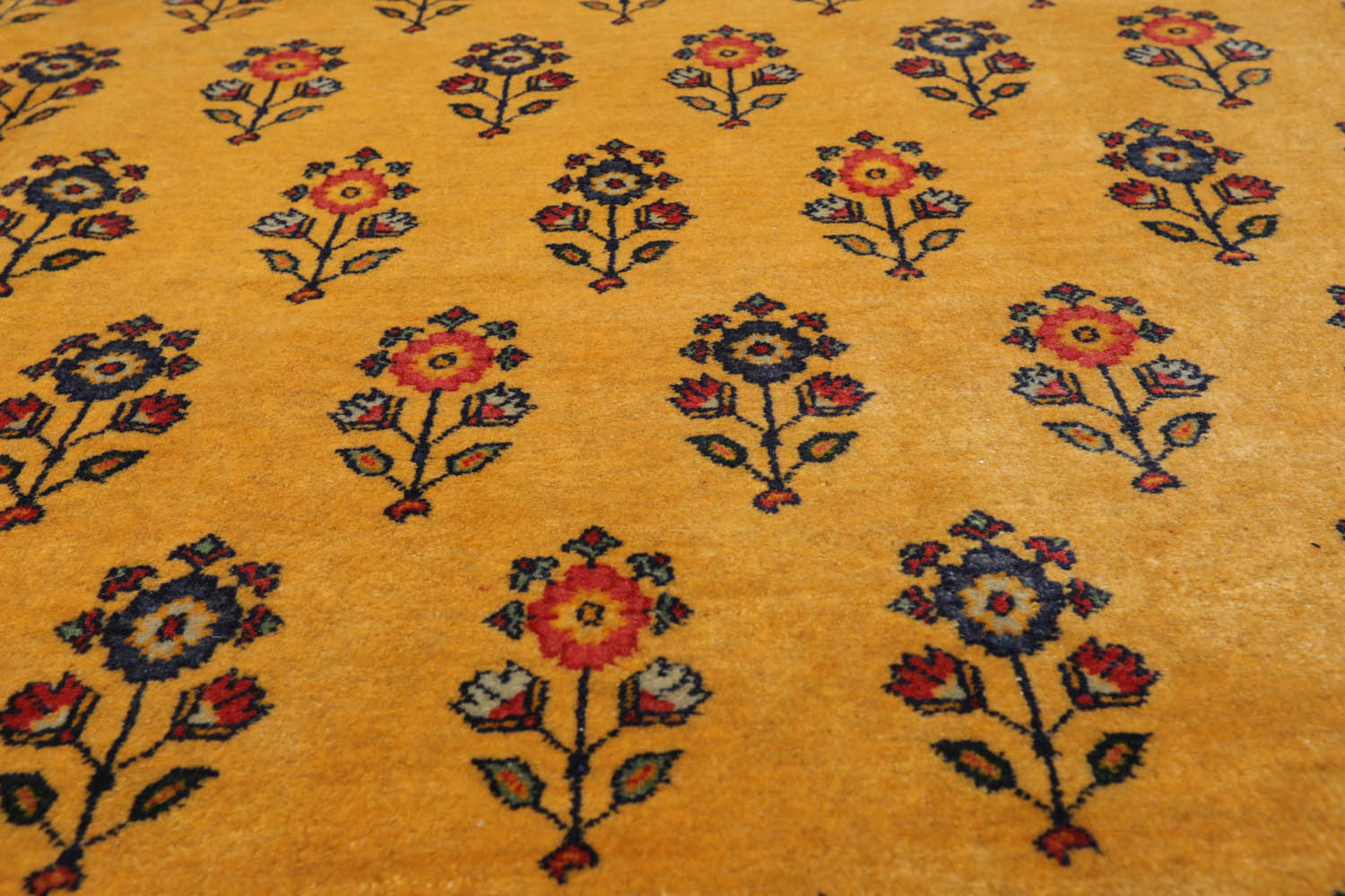 8x10 Gold, Rust, Blue Color Hand Knotted All-Over 100% Wool Traditional Oriental Rug