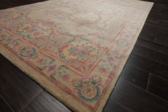 6x9 Beige, Rose, Pink Color Hand Knotted Aubusson Savonnerie New Zealand Wool Traditional Oriental Rug