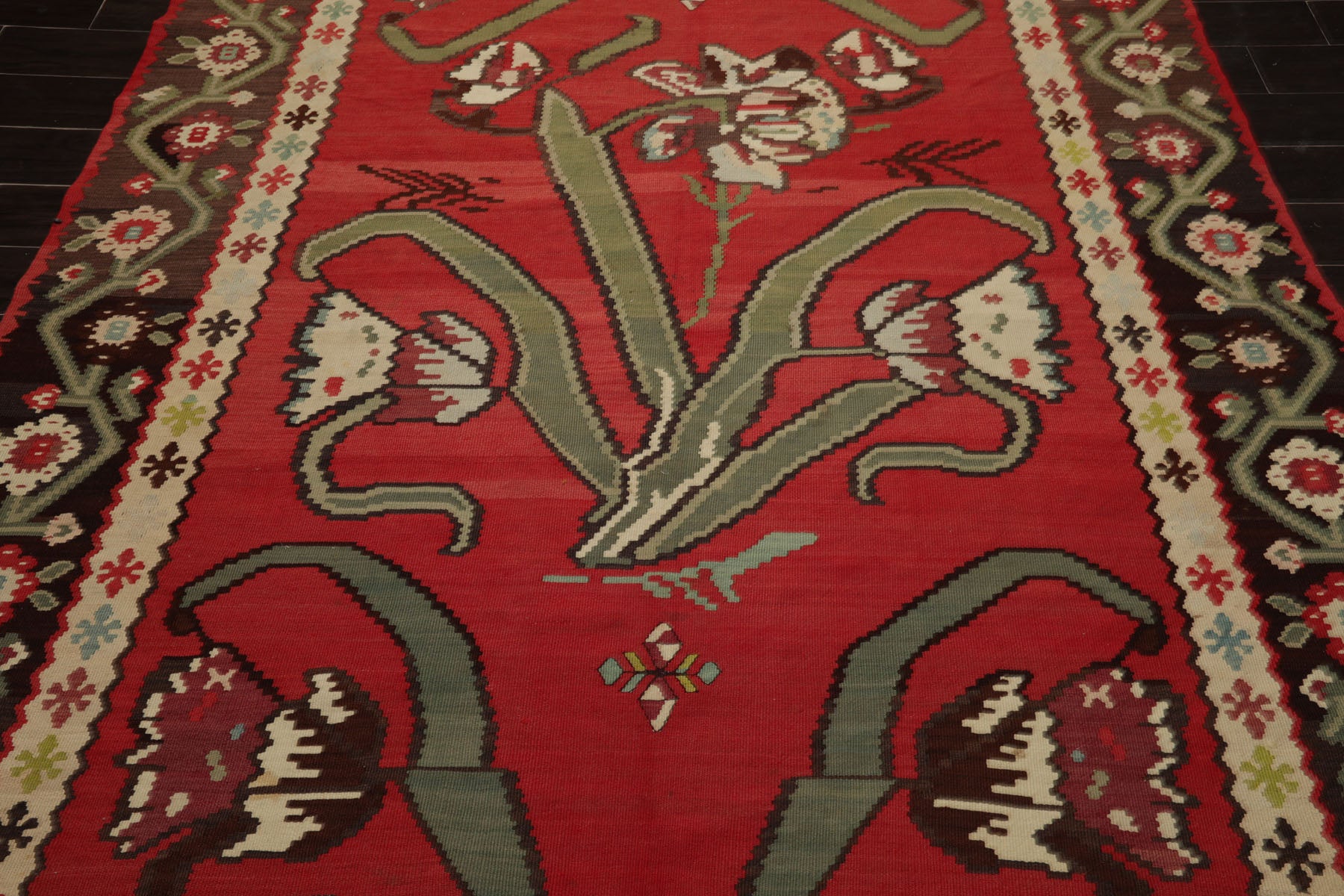 6x10 Raspberry, Rose, Ivory Color Hand Woven Kilim Wool Tribal Oriental Rug