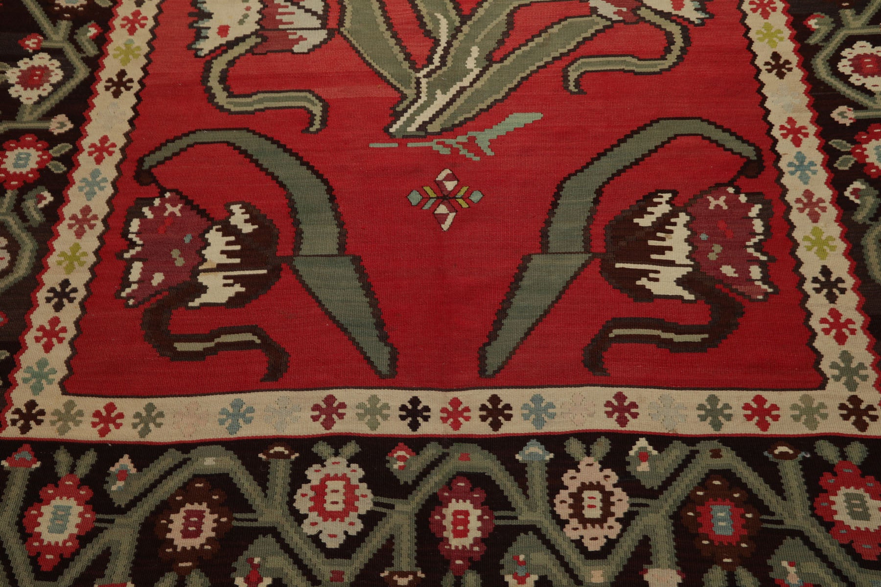 6x10 Raspberry, Rose, Ivory Color Hand Woven Kilim Wool Tribal Oriental Rug