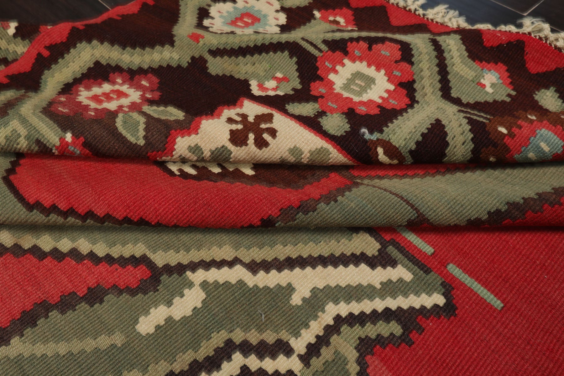 6x10 Raspberry, Rose, Ivory Color Hand Woven Kilim Wool Tribal Oriental Rug