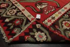 6x10 Raspberry, Rose, Ivory Color Hand Woven Kilim Wool Tribal Oriental Rug
