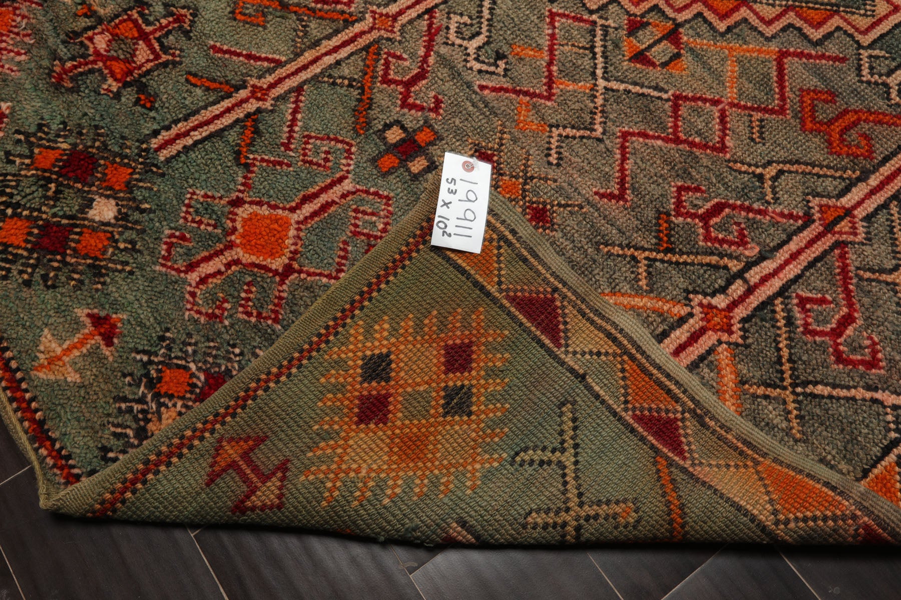 5x10 Celadon, Orange, Red Color Hand Knotted Antique Moroccan Wool Arts & Crafts Oriental Rug